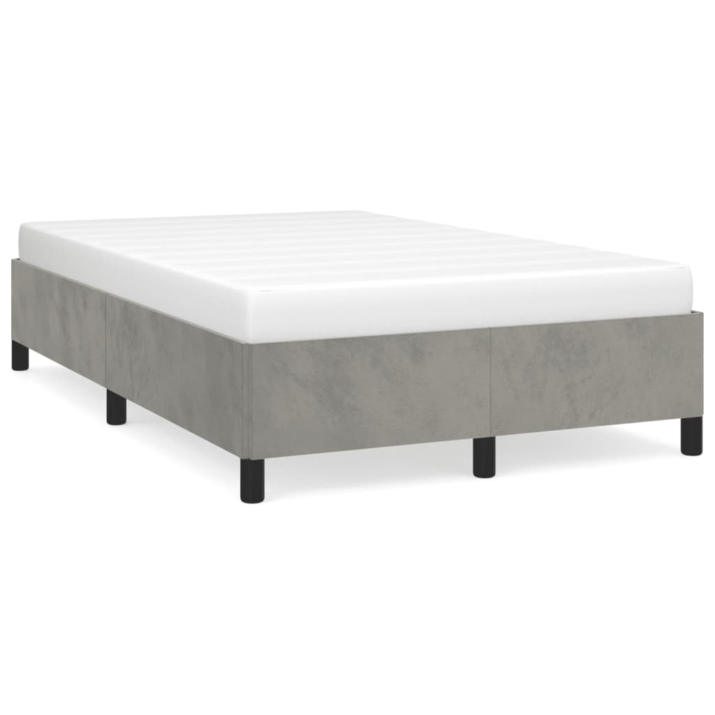 sengeramme uden madras 120x190 cm fløjl enkeltseng lysegrå