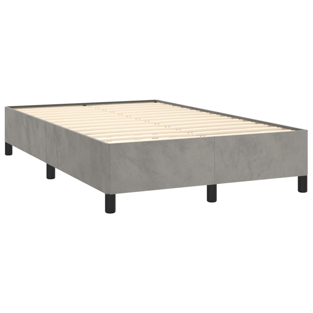 sengeramme uden madras 120x190 cm fløjl enkeltseng lysegrå