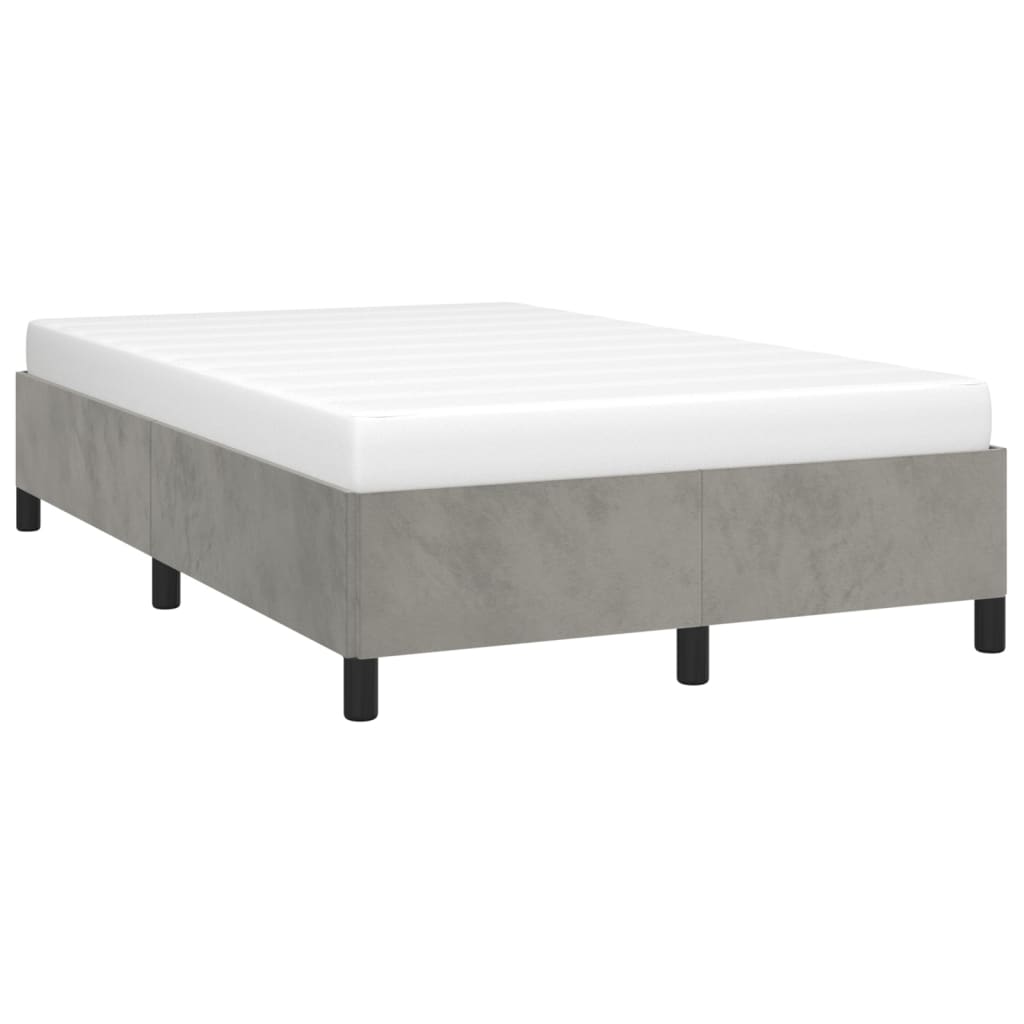 sengeramme uden madras 120x190 cm fløjl enkeltseng lysegrå