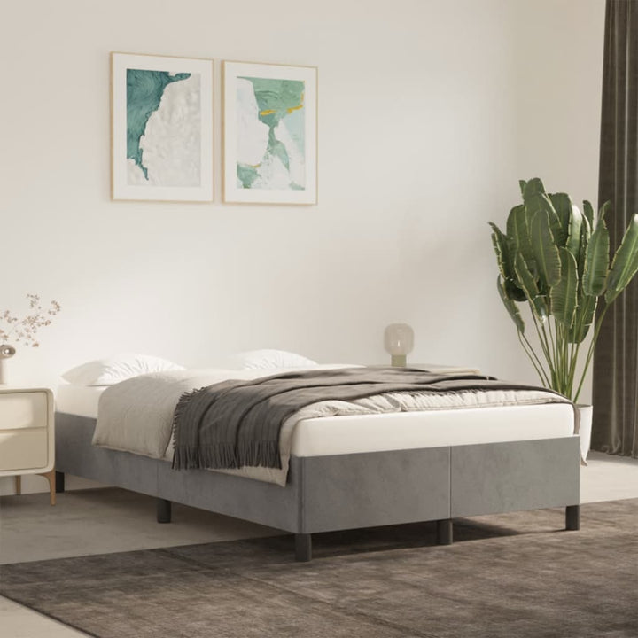 sengeramme uden madras 120x190 cm fløjl enkeltseng lysegrå