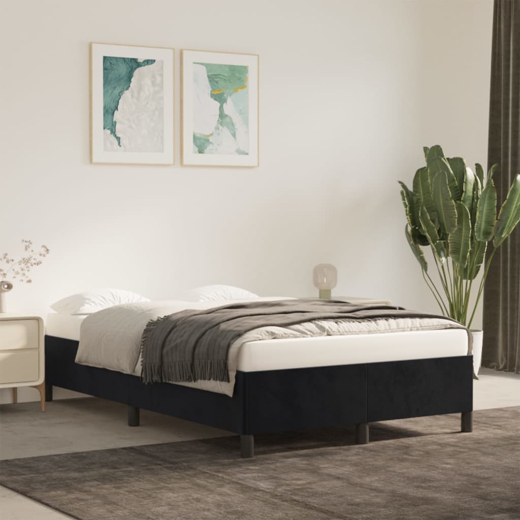 sengeramme uden madras 120x190 cm fløjl enkeltseng sort