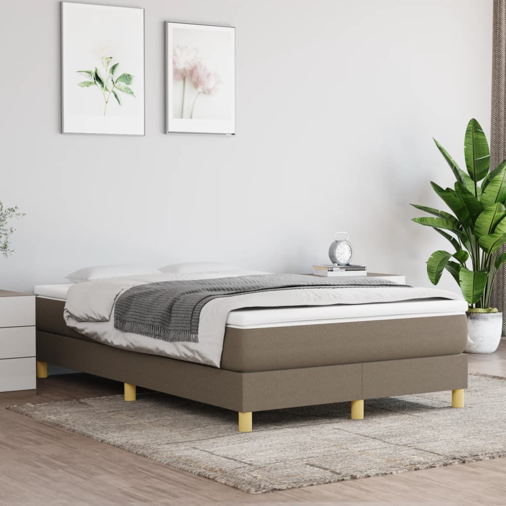 kontinentalseng med madras 120x190 cm stof gråbrun