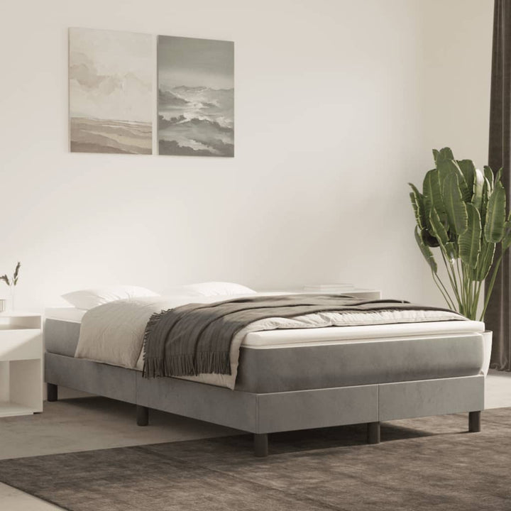 kontinentalseng med madras 120x190 cm velour lysegrå