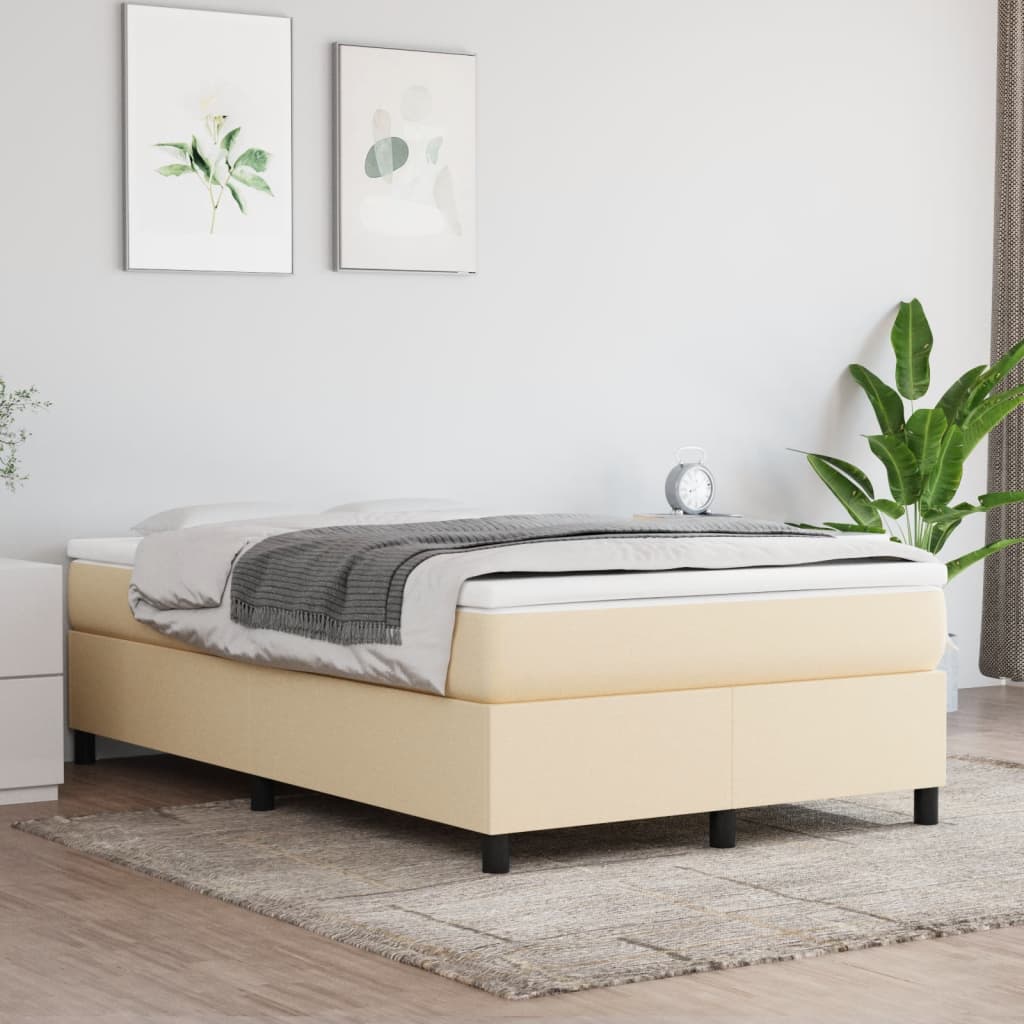 kontinentalseng med madras 120x190 cm stof cremefarvet