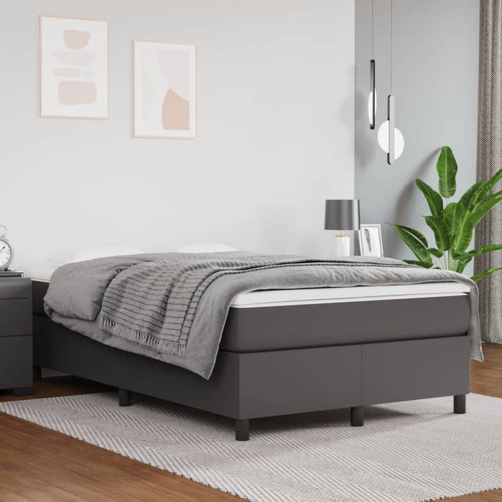kontinentalseng med madras 120x190 cm kunstlæder grå