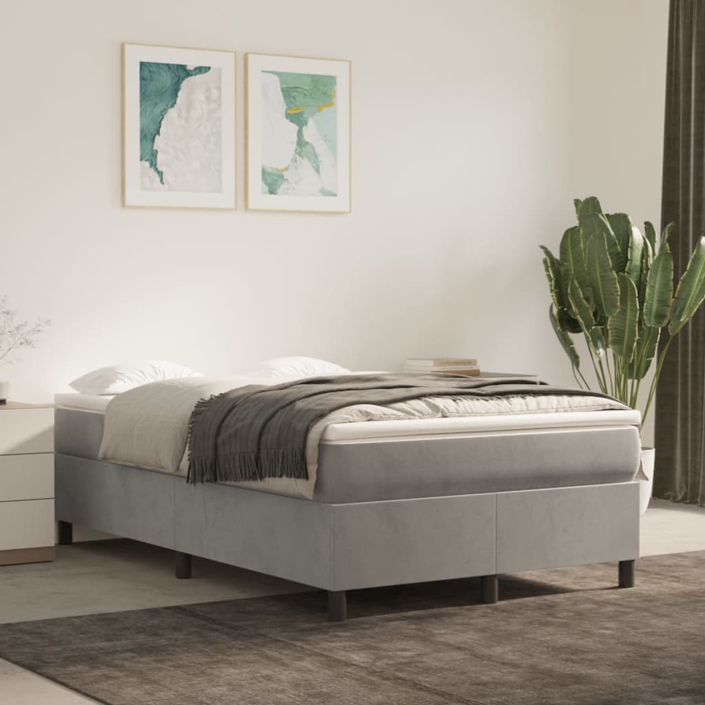 kontinentalseng med madras 120x190 cm velour lysegrå