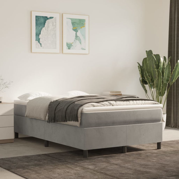 kontinentalseng med madras 120x190 cm velour lysegrå