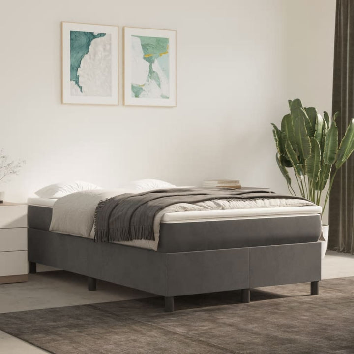 kontinentalseng med madras 120x190 cm fløjl mørkegrå