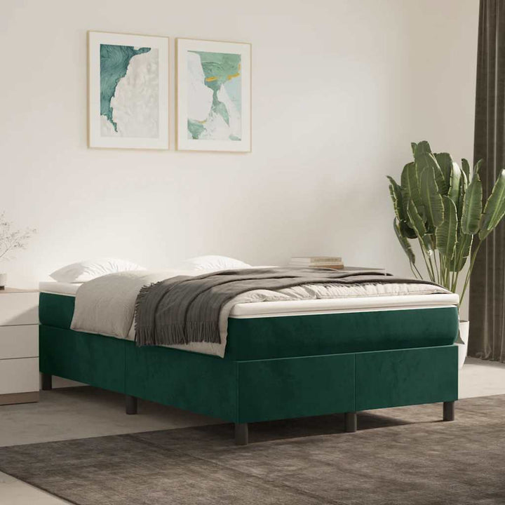 kontinentalseng med madras 120x190 cm velour mørkegrøn