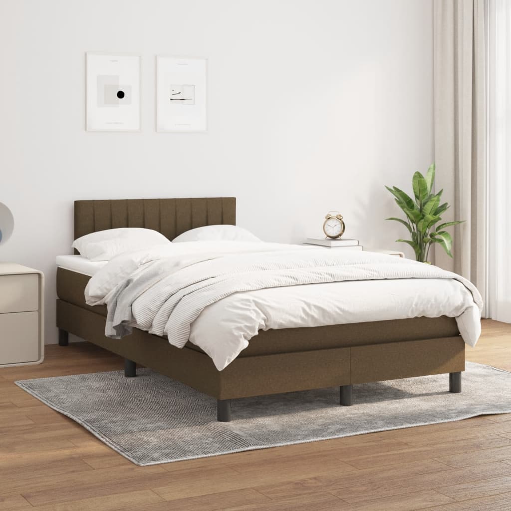 kontinentalseng med madras 120x190 cm stof mørkebrun