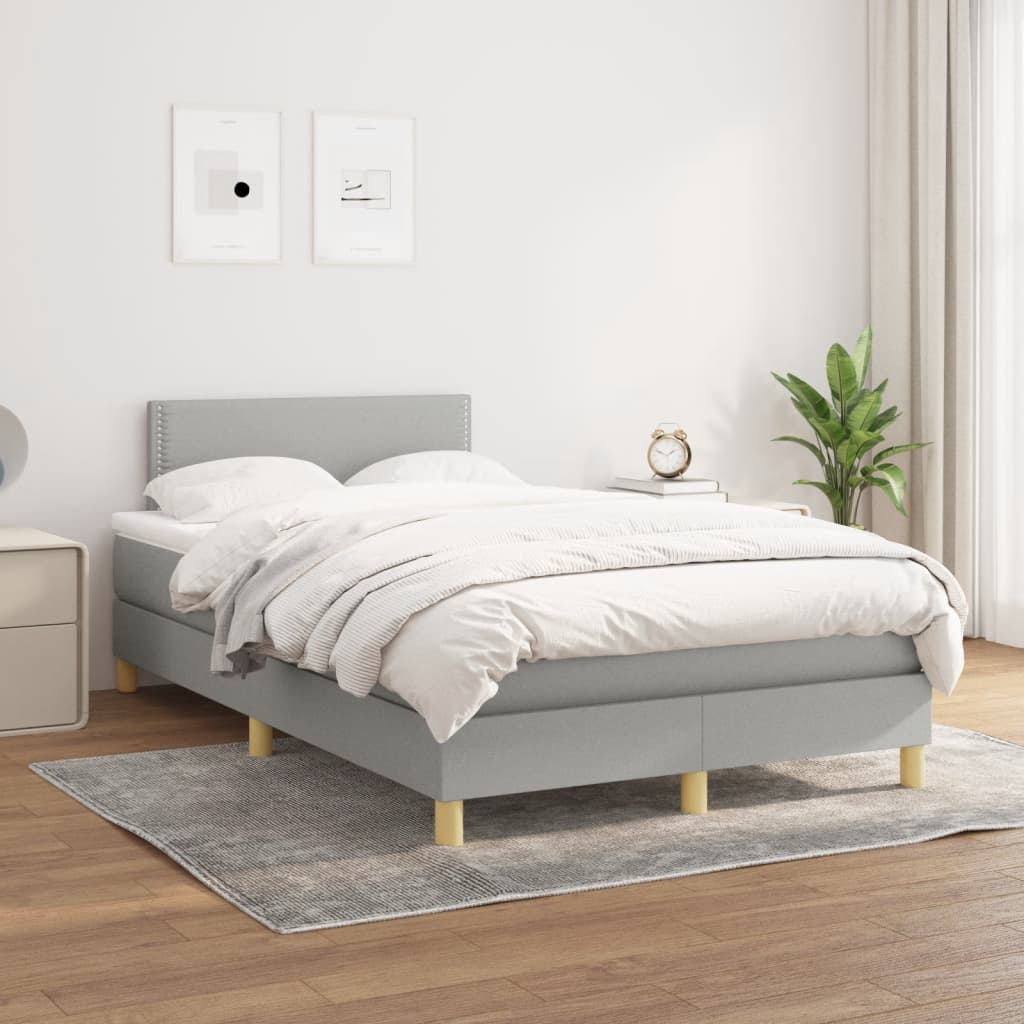 kontinentalseng med madras 120x190 cm stof lysegrå