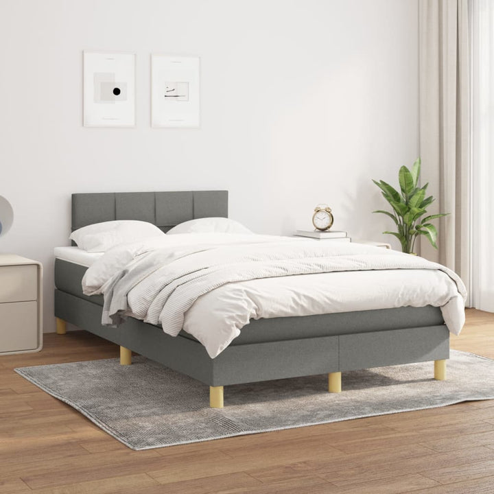 kontinentalseng med madras 120x190 cm stof mørkegrå
