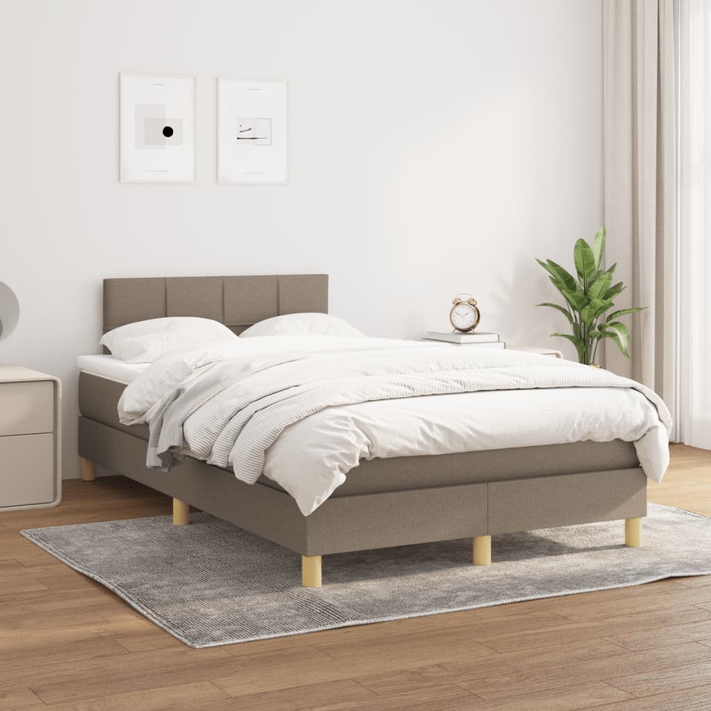 kontinentalseng med madras 120x190 cm stof gråbrun