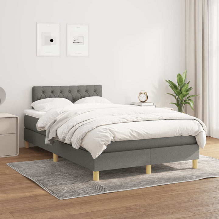 kontinentalseng med madras 120x190 cm stof mørkegrå