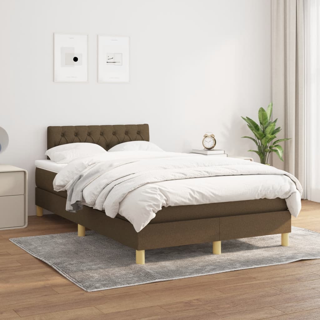 kontinentalseng med madras 120x190 cm stof mørkebrun