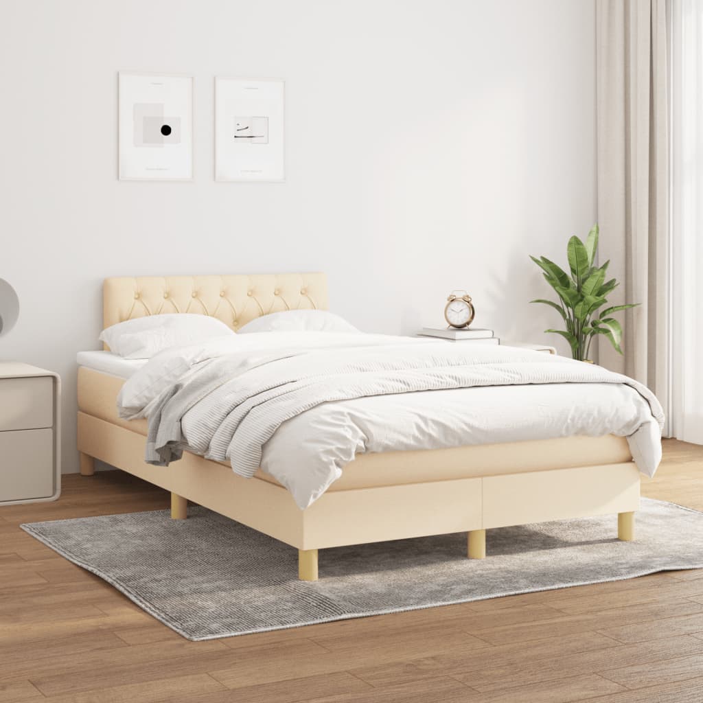 kontinentalseng med madras 120x190 cm stof cremefarvet
