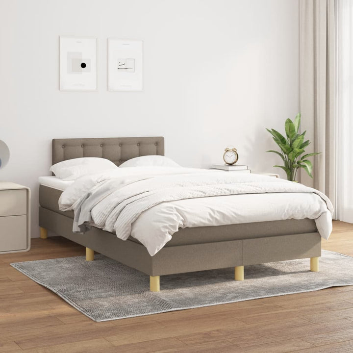 kontinentalseng med madras 120x190 cm stof gråbrun
