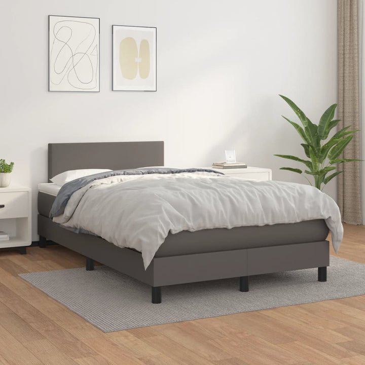 kontinentalseng med madras 120x190 cm kunstlæder grå