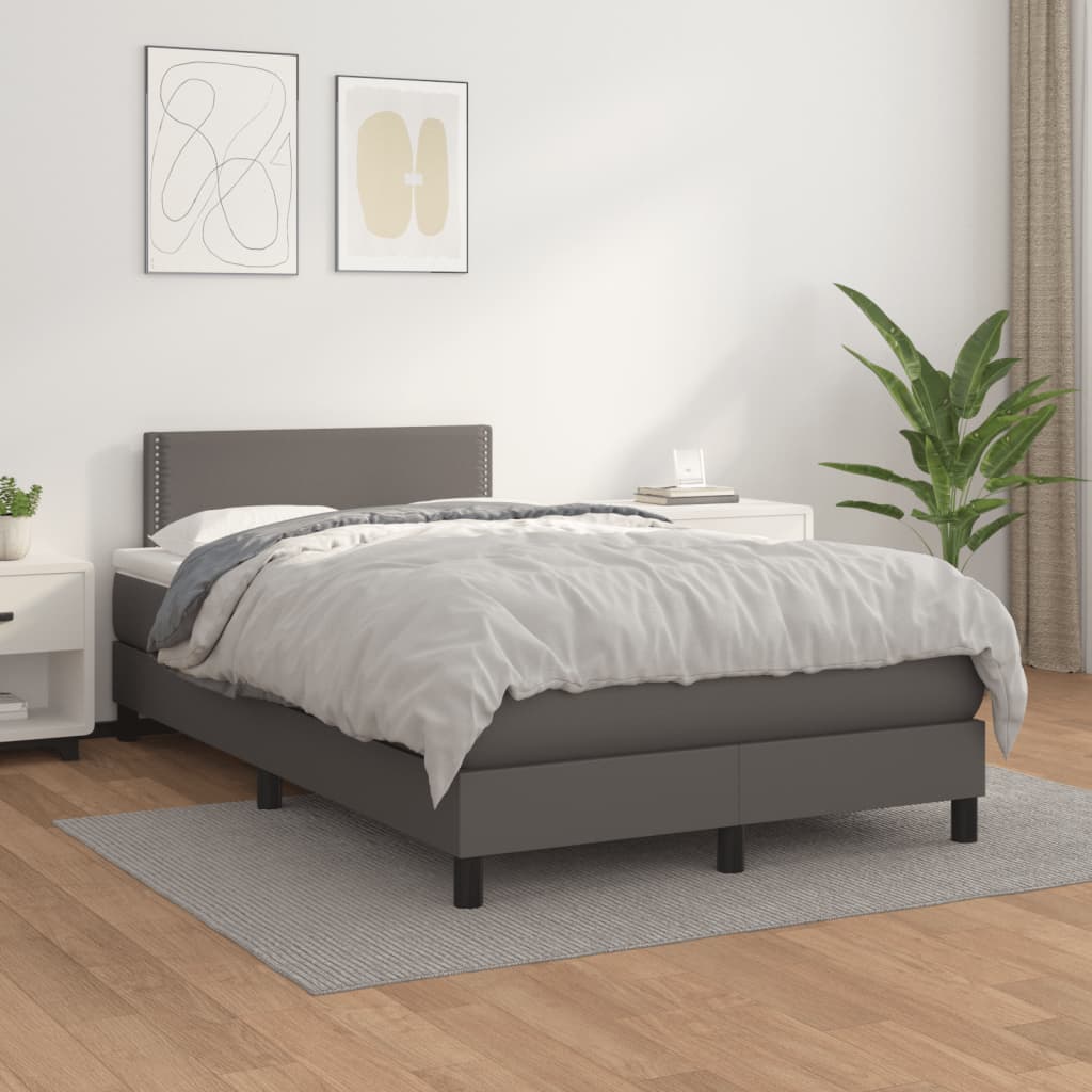kontinentalseng med madras 120x190 cm kunstlæder grå