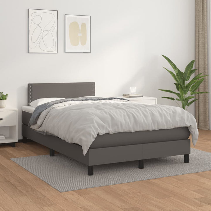 kontinentalseng med madras 120x190 cm kunstlæder grå