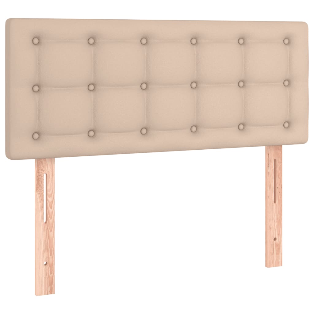 kontinentalseng 120x190 cm kunstlæder cappuccinofarvet
