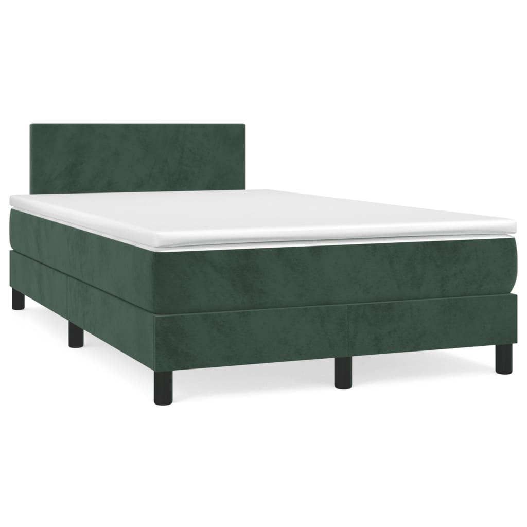 kontinentalseng med madras 120x190 cm velour mørkegrøn