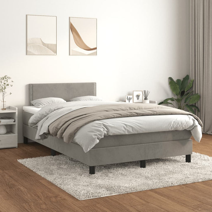 kontinentalseng med madras 120x190 cm velour lysegrå