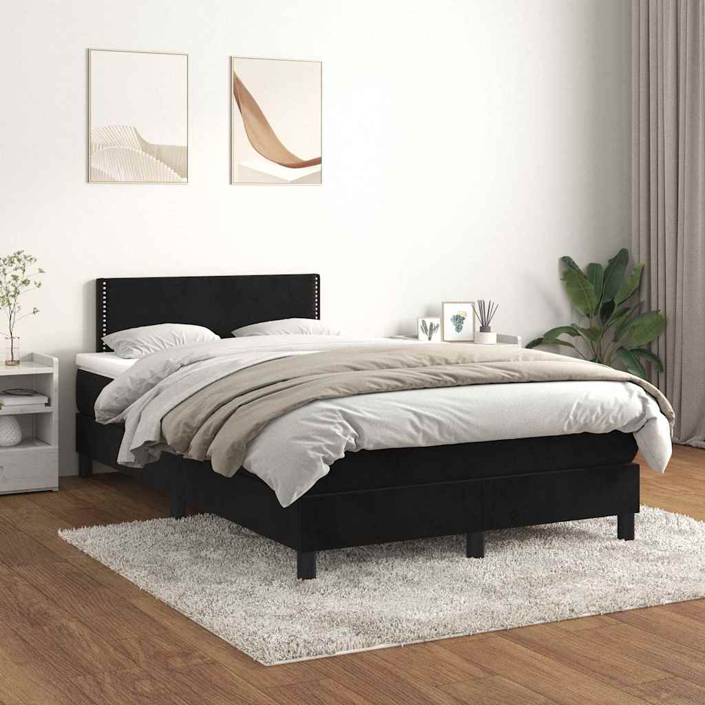 kontinentalseng med madras 120x190 cm velour sort