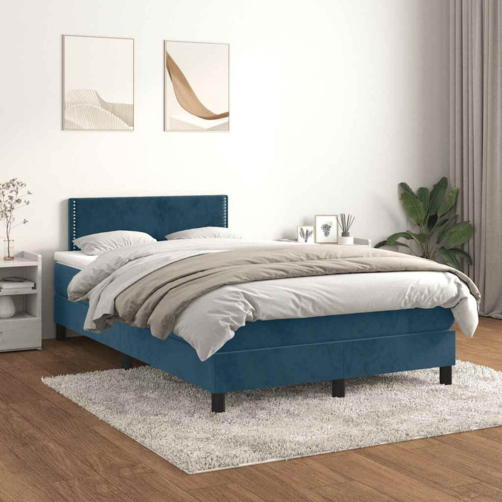 kontinentalseng med madras 120x190 cm velour mørkeblå