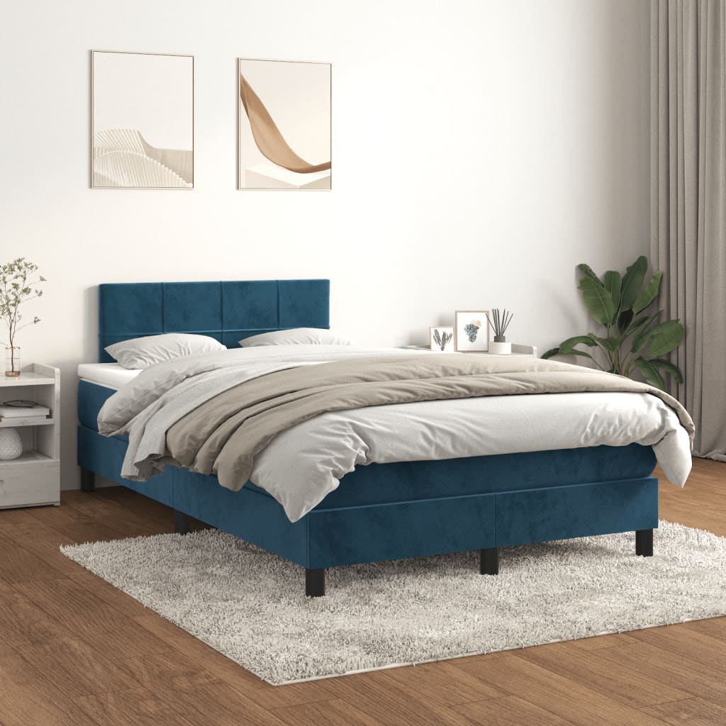 kontinentalseng med madras 120x190 cm velour mørkeblå