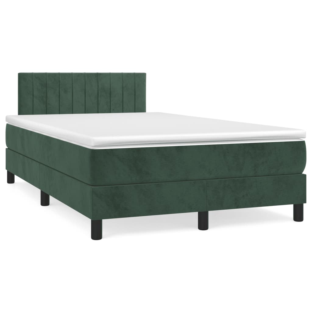 kontinentalseng med madras 120x190 cm velour mørkegrøn
