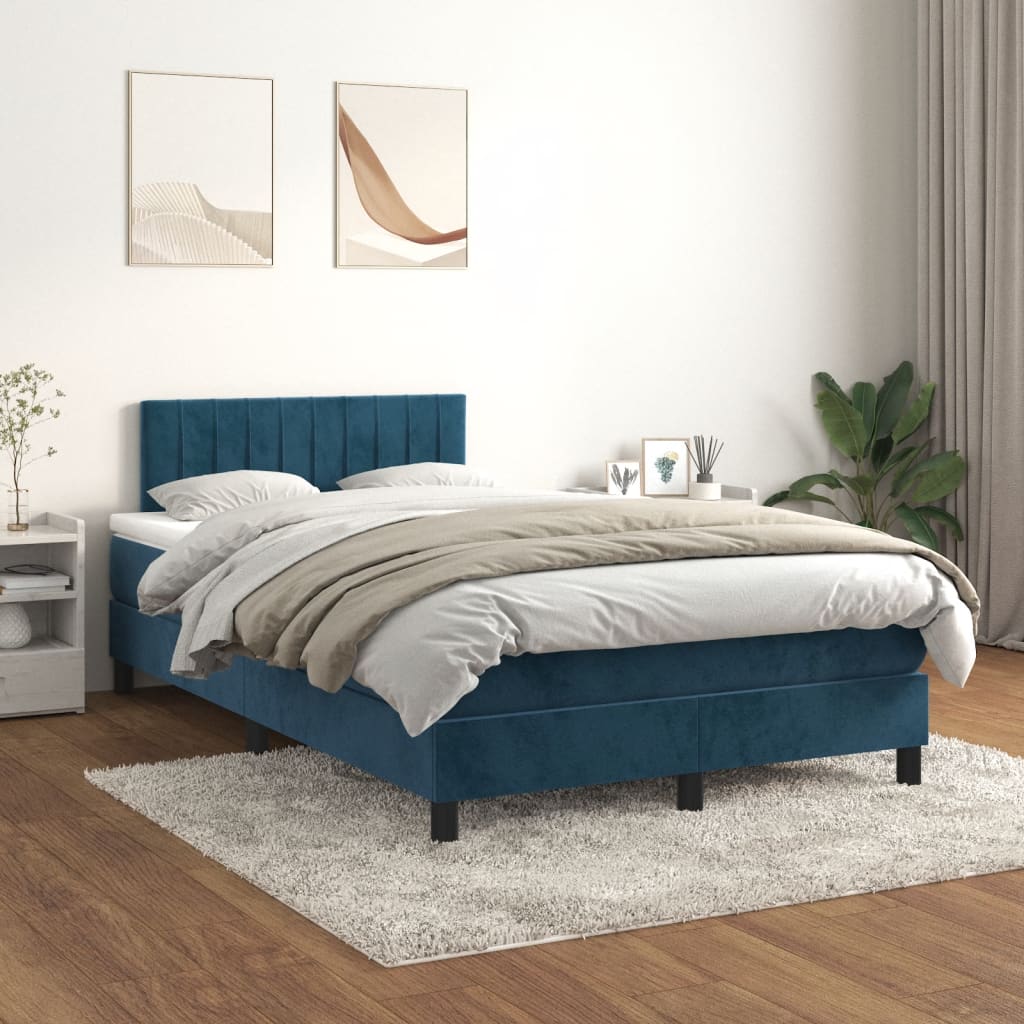 kontinentalseng med madras 120x190 cm velour mørkeblå