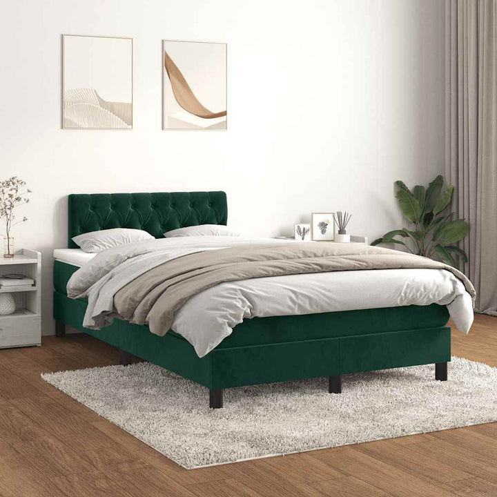 kontinentalseng med madras 120x190 cm velour mørkegrøn