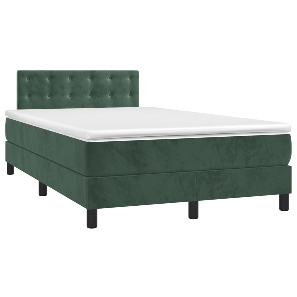 kontinentalseng med madras 120x190 cm velour mørkegrøn