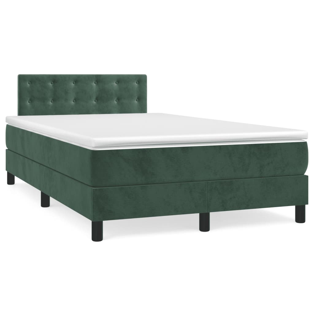 kontinentalseng med madras 120x190 cm velour mørkegrøn