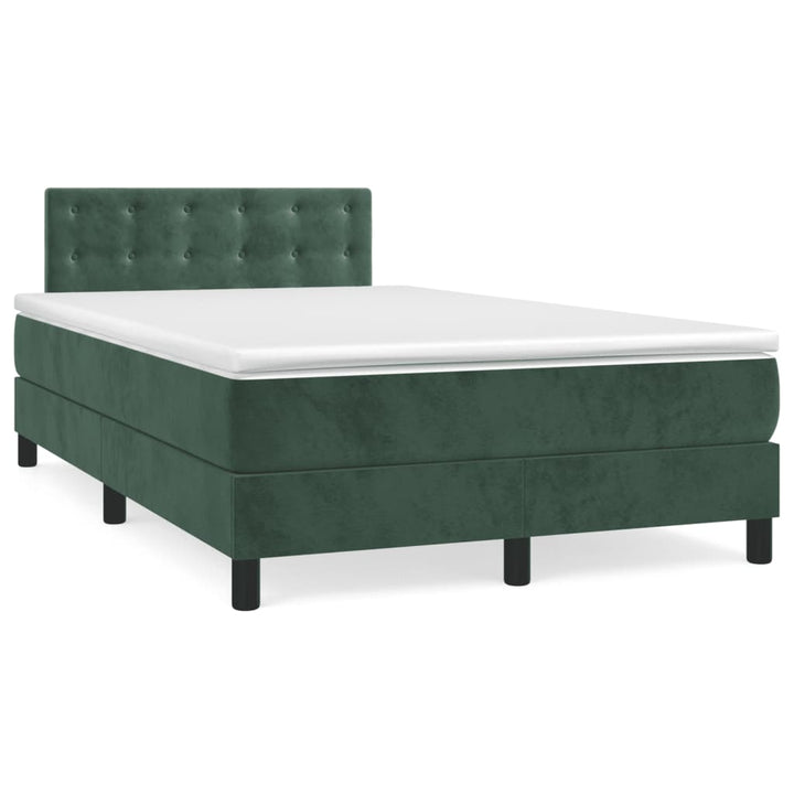 kontinentalseng med madras 120x190 cm velour mørkegrøn