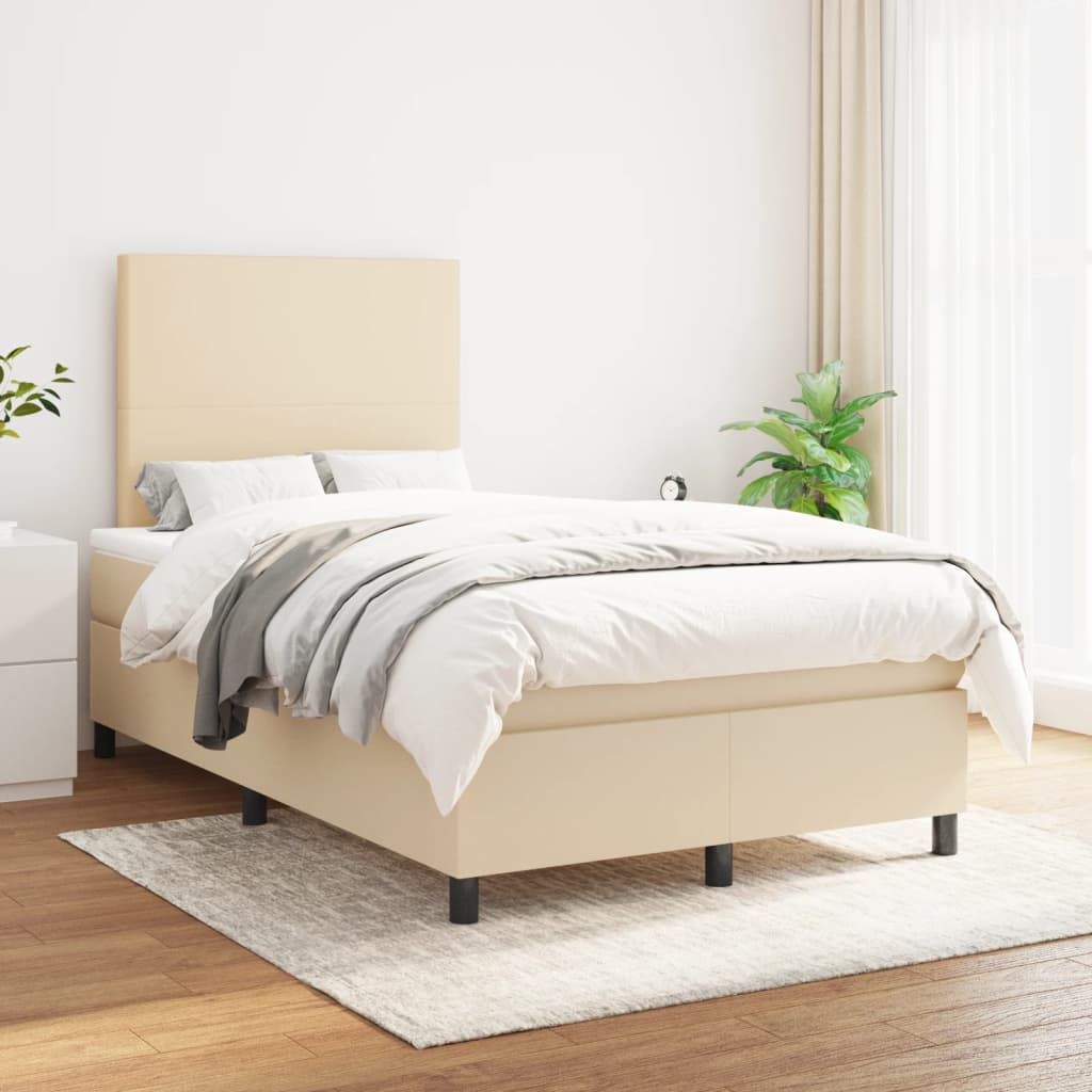 kontinentalseng med madras 120x190 cm stof cremefarvet