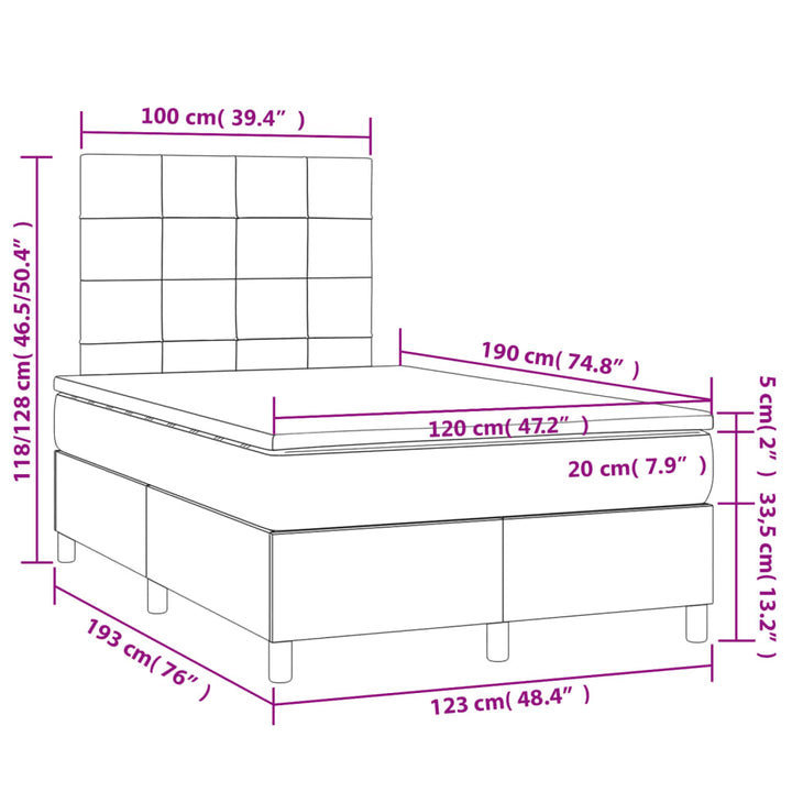 kontinentalseng med madras 120x190 cm stof sort