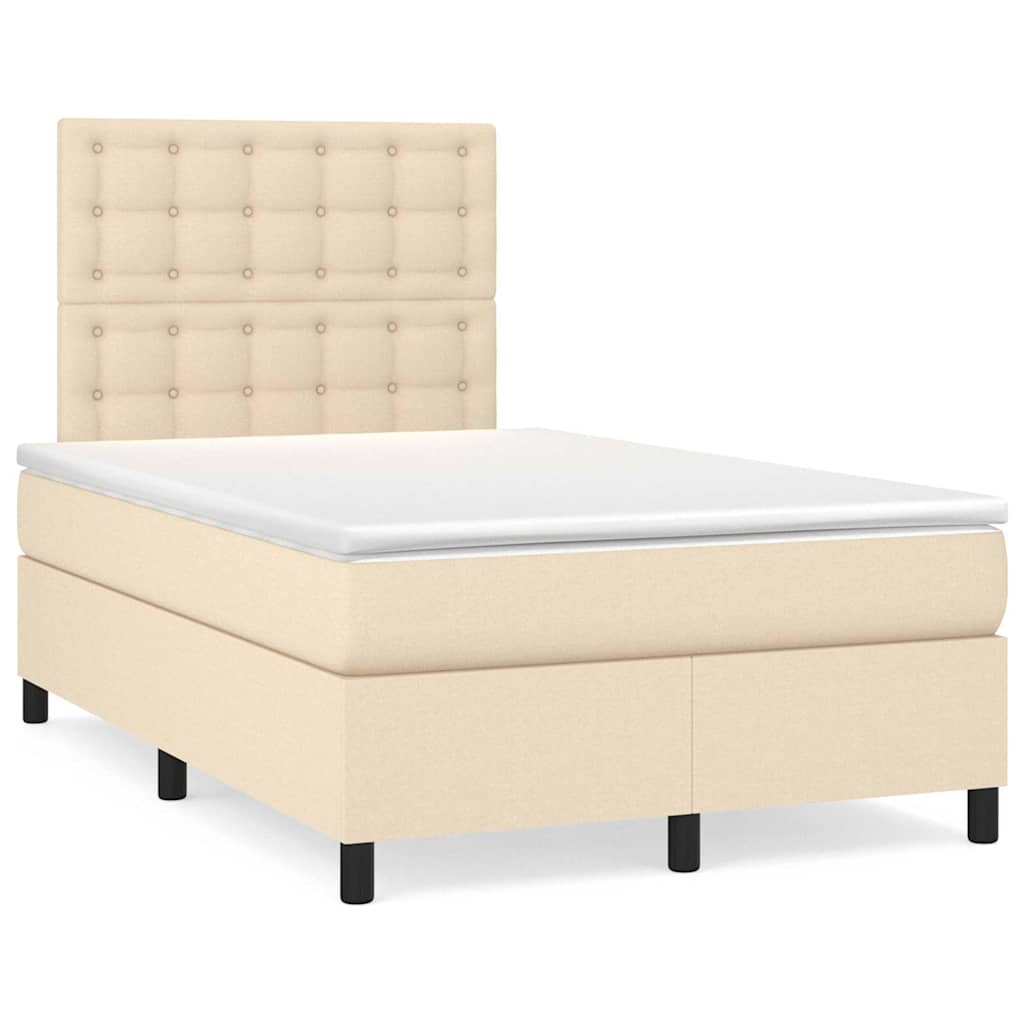 kontinentalseng med madras 120x190 cm stof cremefarvet