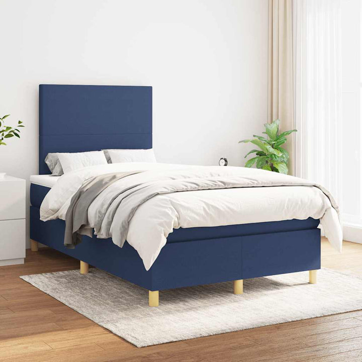 kontinentalseng med madras 120x190 cm stof blå