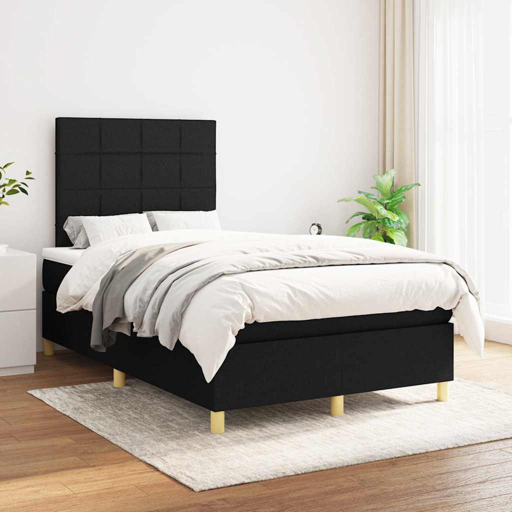 kontinentalseng med madras 120x190 cm stof sort