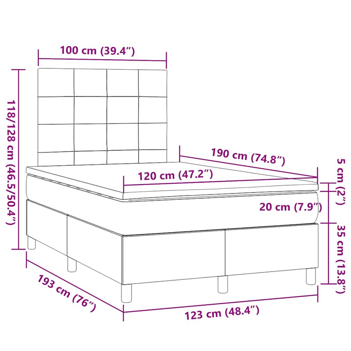 kontinentalseng med madras 120x190 cm stof cremefarvet