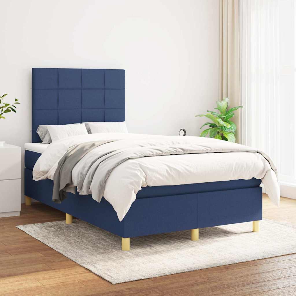 kontinentalseng med madras 120x190 cm stof blå