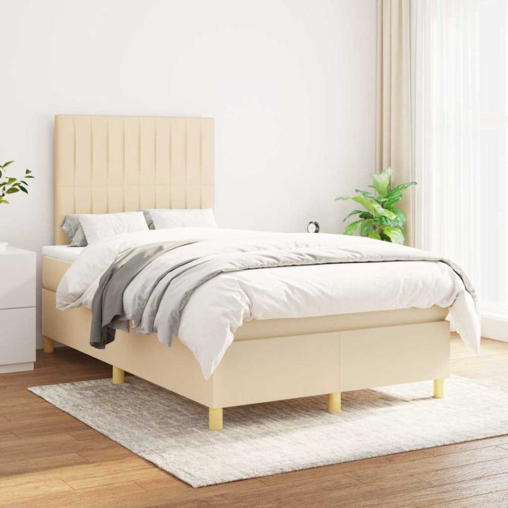 kontinentalseng med madras 120x190 cm stof cremefarvet