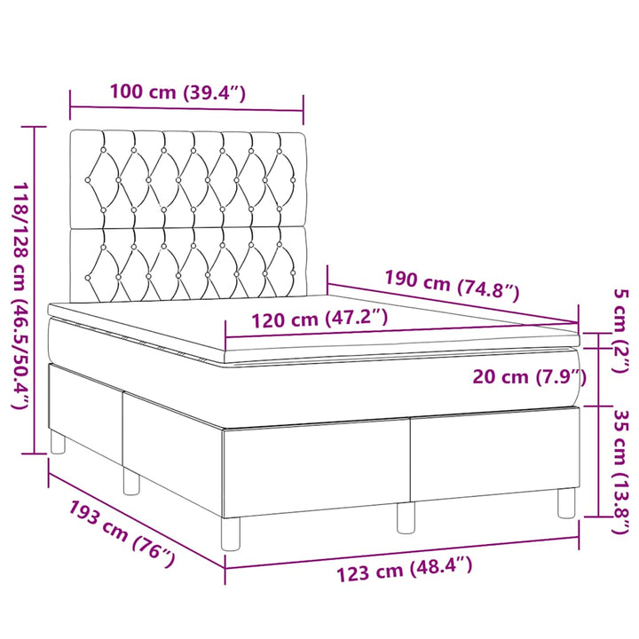kontinentalseng med madras 120x190 cm stof sort