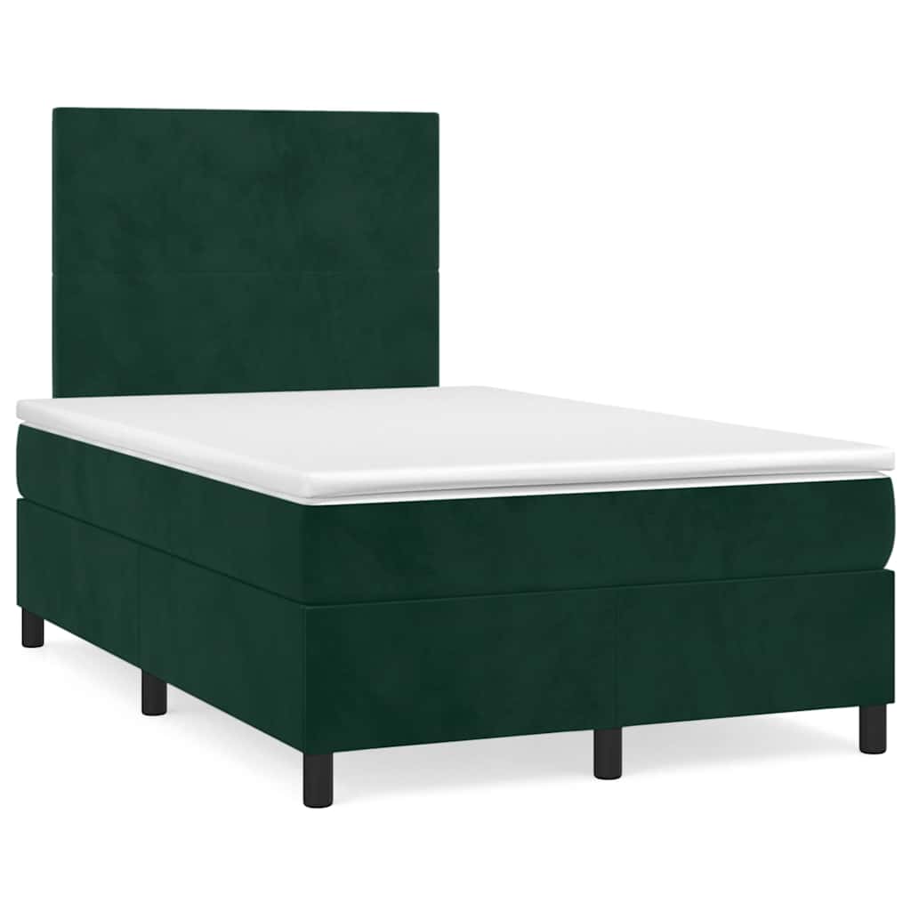 kontinentalseng med madras 120x190 cm velour mørkegrøn