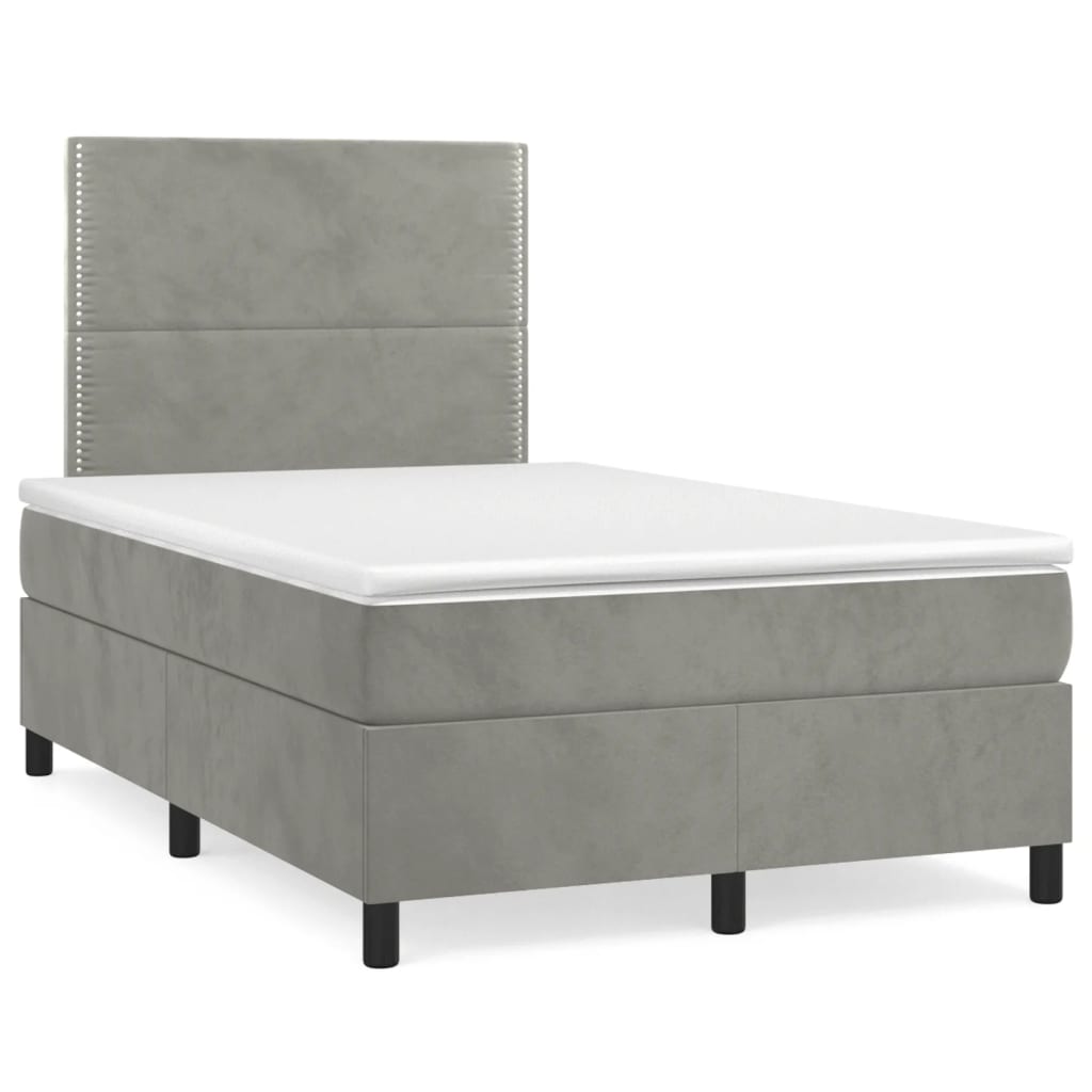kontinentalseng med madras 120x190 cm velour lysegrå