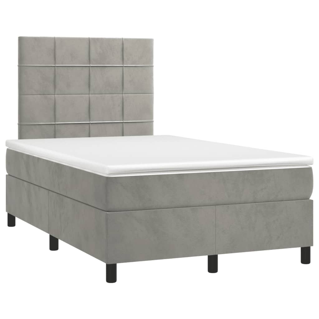 kontinentalseng med madras 120x190 cm velour lysegrå