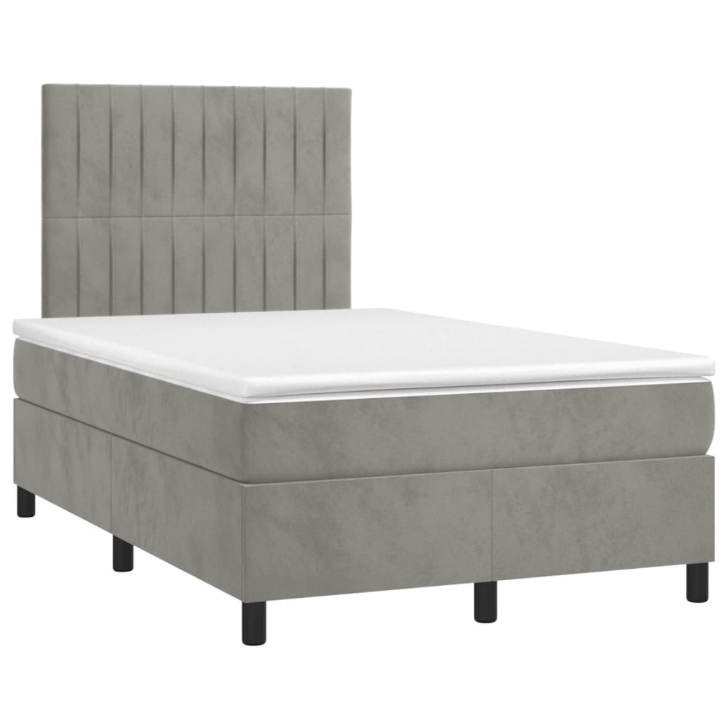 kontinentalseng med madras 120x190 cm velour lysegrå