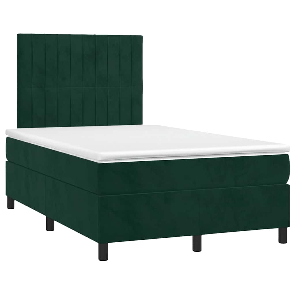 kontinentalseng med madras 120x190 cm velour mørkegrøn